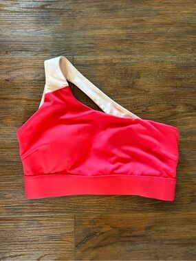 Cleo Harper Coral Sports Bra with Gold Logo Plate